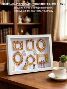 1 Set 6-Inch DIY Mini Museum Shadow Box, 3D Shadow Box Set With Gold Mini Photo Frame And Figurines, Personalized Memory Display, Unique Holiday, Anniversary, Graduation And Special Occasion Commemorative Decoration - Multicolor - View 7