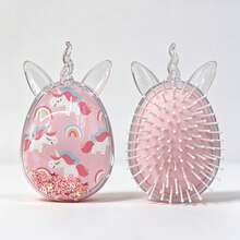 Cute Unicorn Air Cushion Hairbrush, Floating Glitter Sequin Comb, Soft Massage Hair Comb, Suitable For Girls - Pink - View 2