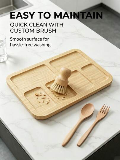 1pc New Creative Bamboo Snack Tray (Without Lid), Fruit & Nut Serving Tray, Large Bamboo Platter, 15-Inch (Approx. 38cm) Cheese Board, Coffee & Tea Tray, Fruit Bowl, Party & Dinner Plate, Candy Tray, Suitable For Weddings, Parties, Events