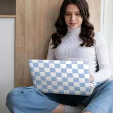 Minimalist Light-Colored Plaid Laptop Skin Kit, Premium Vinyl Film Covers Laptop Top Cover And Palm Rest, Scratch-Resistant And Waterproof, Easy To Remove Without Residue, Compatible With Most 15.5" And Smaller Laptops - View 9