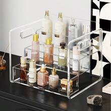 1pc 3-Tier Transparent Acrylic Nail Polish Display Stand, Christmas Gift Multi-Layer Display Rack, Cosmetic Storage Organizer, Easy Assembly, Figurine Holder, Jewelry Stand, Storage Box, Suitable For Home Living Room Office Decor, Bedroom Desktop Organization, Birthday Gift - Clear - View 5