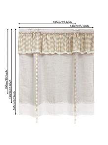 1PC Korean-Style Flat Valance Design,Adjustable Height Curtain For Windows,Living Room,Bedroom,Kitchen,Home/Apartment Curtains And Window Treatments. - Apricot - View 8