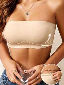 3pcs/Pack Women's Seamless Strapless Wireless Bra, Elastic Skin-Friendly Breathable Bandeau Style Underwear, Suitable For Cold Shoulder Dress Occasions - Multicolor - View 4