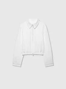 Old Money Style Vintage Collar Colorblock Polka Dot Fitted Jacket - White - View 7