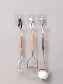 1/4/5/8pcs 360° Rotatable Self-Adhesive Ceiling Hooks, Strong Load-Bearing, No Drilling Installation, Suitable For Wind Chimes, Hanging Plants, Lamps, Home Decor, Sunshade Nets, Mosquito Nets, Multi-Purpose Wall Hooks For Home, Kitchen, Bathroom - Multicolor - View 11
