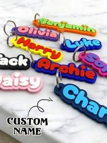 Personalized Acrylic Bag Charm Keychain,Custom Name 3D Backpack Tag Keychain,For Family And Friends, Birthday And Holiday Gift - Multicolor - View 7