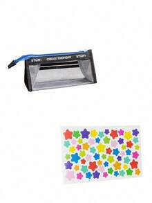 Transparent Mesh Large Capacity Pencil Case, Simple Transparent Pencil Bag, Student Mesh Bag, Simple Double Layer Compartment Pencil Case - Multicolor - View 9