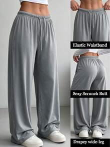 Women's Simple Front Tie Loose Sweatpants Casual Leg Pant Daily Wear Graduation Teacher For Women Back To School Lounge Work - Light Grey - View 3