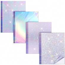 20 tờ giấy dán in hologram khổ A4 chống nước, giấy dán vinyl cầu vồng 4 kiểu hỗn hợp (Gem, Point, Rainbow, Star) cho máy in phun, 8.3x11.7 inch 210x297mm - trộn - Xem 2