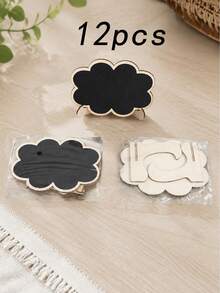 10/5pcs Mini Cloud Shaped Chalkboard Signs With Wooden Stand, Reusable Blank Message Label Tags, Erasable Tabletop Place Cards For Bakery Dessert Display, Buffet, Party, Wedding, Food Price Marking Decoration - Multiple Styles - View 16