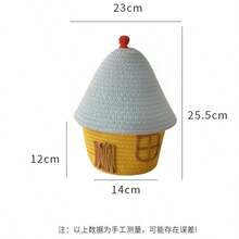 1 Set Cartoon House Shaped Woven Storage Basket With Lid, House Design, Suitable For Home Bedroom Living Room, Large Capacity, Can Store Snacks And Miscellaneous Items, Decorative Accessories, Christmas Storage - Multicolor - View 12
