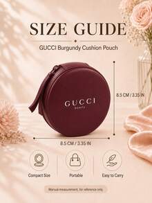 Gucci 酒紅色圓形收納包，直徑 8.5cm，單件，順滑小巧便攜，適合日常出行，收納首飾與小型美妝用品 - 酒紅色 - 查看 4