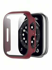 Built-In Tempered Glass Screen Protector Watch Case High Definition Protective Shell Compatible With Series Ultra/SE/12/11/10/9/8/7/6/5/4, 40/41/42/44/45/46/49mm - Burgundy - View 7