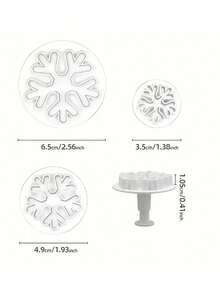 3pcs Snowflake Cookie Cutter Set With Spring Stamp - Plastic Baking Mold Set, Suitable For Christmas Holiday Cookies, Baking Tools, Christmas, Halloween, Party - View 3