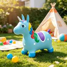 Unicornio Saltarín Inflable - Azul - Ver 2