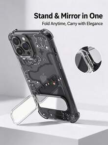 Cartoon Phone Desktop Stand Slouchy Vertical Phone Holder With Back Adhesive Foldable Phone Stand With Mirror 2-In-1 Cute Makeup Mirror Phone Support Stand For Girls Essential For Outings Portable For Touch-Ups Convenient To Carry Perfect Gift For Girls Phone Decoration Accessory Birthday Gift Party Favor - Multicolor - View 4