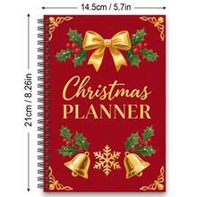 A5 Spiral Notebook, 100 Pages, 50 Sheets, 2D Flat Christmas Gift Box Tree Lid Pattern Cover, Wire-O Binding Lined Notebook, Holiday Theme Stationery, Back To School Supplies, Christmas Gift Notebook - Minimalist Christmas Style - View 8