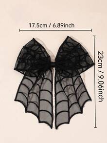 1/2pcs Women's Dark Halloween Style Black Bat Spider Web Lace Bow Ponytail Hair Clip, Christmas Gift - Multicolor - View 6