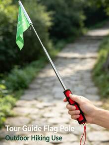 Retractable Handheld Flag Pole With Safety Clip, Durable Stainless Steel Telescopic Flag Pole, Lightweight Portable Outdoor Handheld Flag Pole, Suitable For Parades, Sports Events And Celebrations, 2 Colors Available - Red And Blue, 120cm Extended - Multiple Styles - View 2