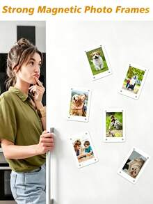 Acrylic Magnetic Refrigerator Photo Frame, Transparent Double-Sided Fridge Magnet Photo Frame, Display Frame - Multicolor - View 3