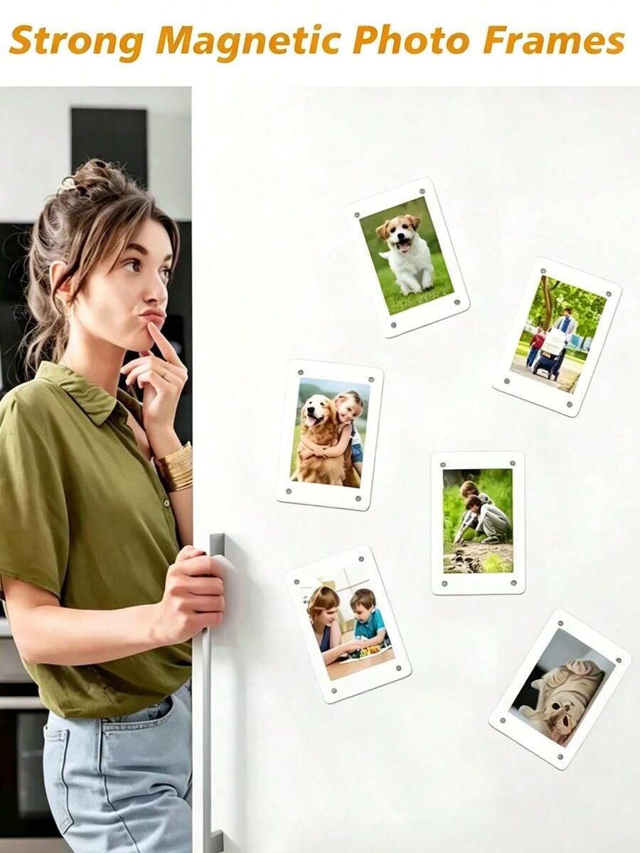 Acrylic Magnetic Refrigerator Photo Frame, Transparent Double-Sided Fridge Magnet Photo Frame, Display Frame - Multicolor - View 1