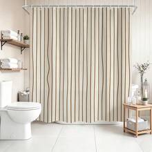 1pc Line Pattern Shower Curtain, Minimalist Design, Waterproof Bath Curtain, Suitable For Bathtub Partition, Bathroom Decor And Bathroom Accessories, Comes With 12 Hooks, Home Decor Gift - Multicolor - View 7