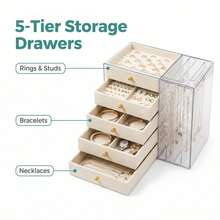 Jewelry Storage Box Necklace Earring Jewelry Organizer Dust-Proof Display Box Large Capacity - Multicolor - View 5