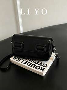 Women's Small Square Flap Bag, Fashionable Versatile Elegant Crossbody Bag - Black - View 2