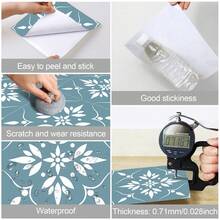 MORCART MORCAR Self-Adhesive Floor Tiles - 20pcs, 20cm X 20cm Vinyl Floor Tiles - Waterproof Self-Adhesive Tile Stickers, Suitable For Wall Backsplash, Bathroom, Kitchen - Green Floral Design - Flowers - View 7