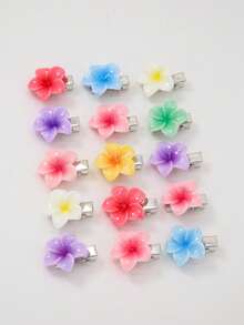 30pcs Autumn Girls Candy Color Random Color Flower Hair Clips Small Plumeria Side Clips Hair Accessories Alligator Hair Clips Bangs Clips Hair Ornaments Suitable For Daily Use - Multicolor - View 3