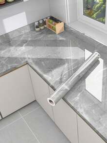 1 Roll Marble Pattern Contact Paper, Waterproof Oil-Proof Heat-Resistant Kitchen Decor Wallpaper, Self-Adhesive Bathroom Sticker, Flame Retardant Heat-Resistant Stove Wallpaper, Thickened Aluminum Foil Backing Self-Adhesive - Multicolor - View 28