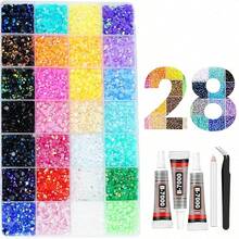 32,000pcs/40 Colors/6mm Flat Back Rhinestone Set, Multi-Color Handmade Gemstone Set With Pickup Pen And Tweezers, Suitable For DIY, Clothing, Shoes, Shiny Decorations, Colorful Mixed Palette - Multicolor - View 13