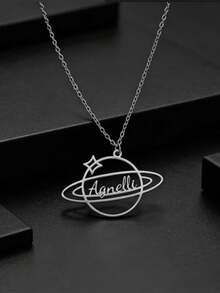 Customized Name Necklace, Personalized Planet Constellation Nameplate Necklace, Stainless Steel Name Necklace, Suitable As Birthday, Thanksgiving, Christmas Gift For Son, Daughter - Multicolor - View 10