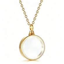 Round Clear Glass Urn Necklace For Ashes, Stainless Steel Cremation Keepsake Locket, Sympathy Memory Gift For Loss Of Loved One - Multicolor - View 11