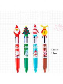 4Pcs/Set 3D Cute Santa Reindeer 4-In-1 Multi-Color Ballpoint Pen - Christmas Student Stationery & Holiday Gift Class Prize (2026 New Style) - Christmas - View 5