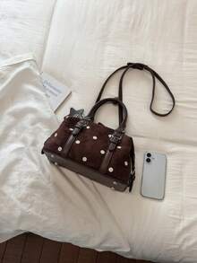 Polka Dot Large Capacity Underarm Bag Women's Fashion Commute Shoulder Bag Casual Elegant - Coffee - View 10