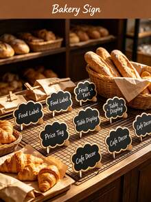 10/5pcs Mini Cloud Shaped Chalkboard Signs With Wooden Stand, Reusable Blank Message Label Tags, Erasable Tabletop Place Cards For Bakery Dessert Display, Buffet, Party, Wedding, Food Price Marking Decoration - Multiple Styles - View 10