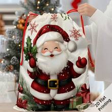 2pcs Christmas Theme Oversized Gift Bags, Santa Claus Snowflake Gift Box Pattern Print, Can Be Used As Christmas Gift Bags, Decorative Props Yard Storage Bags, Create Christmas Atmosphere, Very Suitable For Holiday Gift Bags, Wedding Packaging, Birthday Party Gift Bags, Etc. - Multicolor - View 6