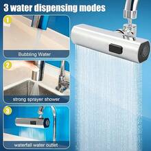 1pc Modern Kitchen Faucet Aerator, 3-In-1 360° Rotating Waterfall Spout, Water-Saving Aerator With 3 Water Flow Modes | Polished Surface, Pressure-Boosting Extension Rod, Anti-Splash Nozzle, Suitable For RV Kitchen And Kitchen Sink, Kitchen Faucet Extender - View 6