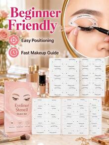 1PC Eye Makeup Stencil Sticker, Eyeliner Shadow Shaping Template, Cat Eye Eyeliner Guide & Smoky Eye Makeup Assistant, Quick Makeup Tool For Beginners, Suitable For Home, Travel, Party, Gift For Women, Girls/Makeup Beginners, Valentine's Day, Mother's Day - Multicolor - View 9