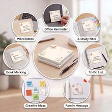 2/4 Packs (200 Sheets Total) Square Self-Adhesive Sticky Notes, Suitable For School, Office, Home - Cute Mushroom, Snail, Rabbit Garden Theme Adhesive Memo Pads, Note Size 75x75mm (3x3 Inches), Can Be Used For Planner, Diary, Bulletin Board Reminders And Records - B - View 9