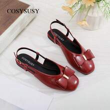1 Pair Elegant Bowknot Sandals, Party, All Season, Popular, Versatile, Red, Fashion - Red - View 10