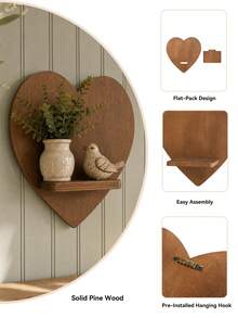 1pc Heart-Shaped Wall Hanging Storage Rack, Heart-Shaped Wall Storage Shelf, Creative Floating Display Shelf, Wall Display Board, Small Wall Hanging Display Rack, Decorative Storage Integrated Display Shelf, Minimalist Home Storage Board, Wall Small Item Storage Rack, Wall Decor Storage Shelf, Christmas Gift - Love Model - View 9