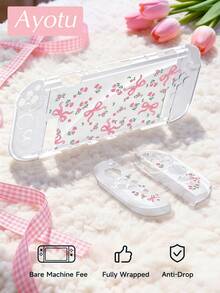 Ayotu Floral & Bow Switch Transparent Protective Case, Compatible With New Switch 2 (2025)/Switch NS/Switch OLED, Can Be Used On Dock Without Removing Protective Case, Universal Game Controller Protective Cover, Switch Game Accessories, Anti-Drop Anti-Scratch, Birthday Gift & Christmas. - View 7