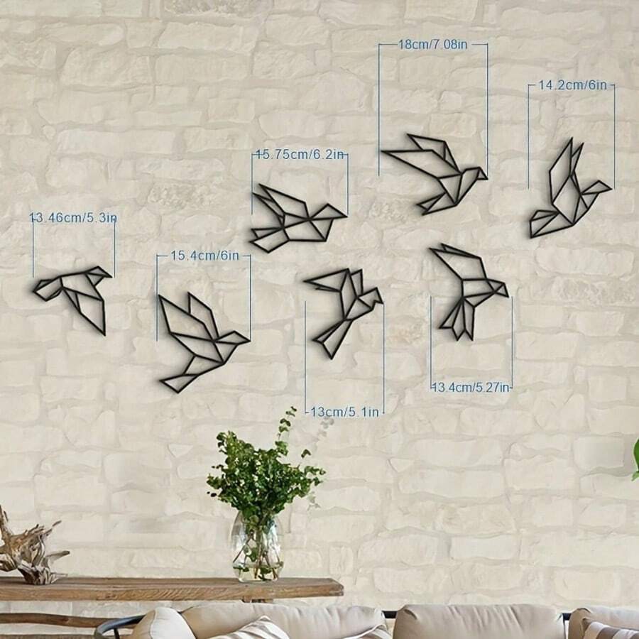 Charming 7pcs Metal Bird Wall Decor, Gold Iron Art Garden And Entrance Decoration, Perfect Housewarming Gift, Great For Room Decor - One Size Fits All - View 1