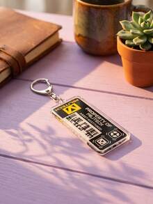 1Pc/6pcs Cyberpunk & Sci-Fi Themed Acrylic Keychains, Including Night City License Plate, Lucy, Samurai Logo, Militech Asset Tag & Radiation Symbol Designs, Back To School, Gift For Anime Fans - Multicolor - View 11