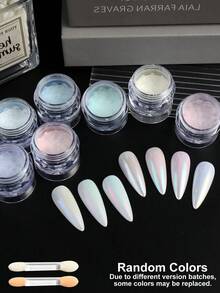 FULL BEAUTY Pó de Unha Aurora 7 Cores com Bastões de Esponja, Pó de Glitter de Unha com Efeito Espelho de Pérola Iridescente Sereia, Pigmento Cintilante Neon para Decoração de Unhas DIY com Gel, Suprimentos para Unhas - Multicolorido - Visão 9