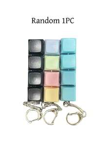 1pc Colorful Keyboard Stress Relief Finger Button Keychain, 4-Key Clickable Key Ring, Anti-Stress Finger Press Keychain, Car Key Ring, Bag Pendant, Gift - Multicolor - View 12