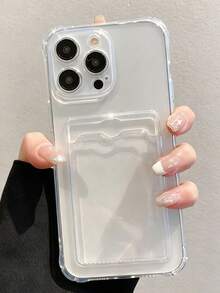 1件透明軟 TPU 手機殼，四角氣囊防震設計，內置卡槽手機保護殼，適用於 iPhone 11/12/13/14/15/16/16 Pro Max，舒適軟殼手機殼，適用於 iPhone 17/17 Pro/17 Pro Max/Air，裸手觸感手機殼，精確開孔相機保護手機殼，抗黃變高透透明 TPU 手機殼 - 無色 - 查看 5