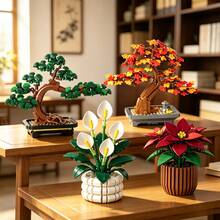 Potted Building Block Bonsai Tree Set, Artificial Flower Plant Series, DIY Building Block Home Desktop Decor Ornament, Creative Adult Gift, 500+ Pieces - Multicolor - View 1